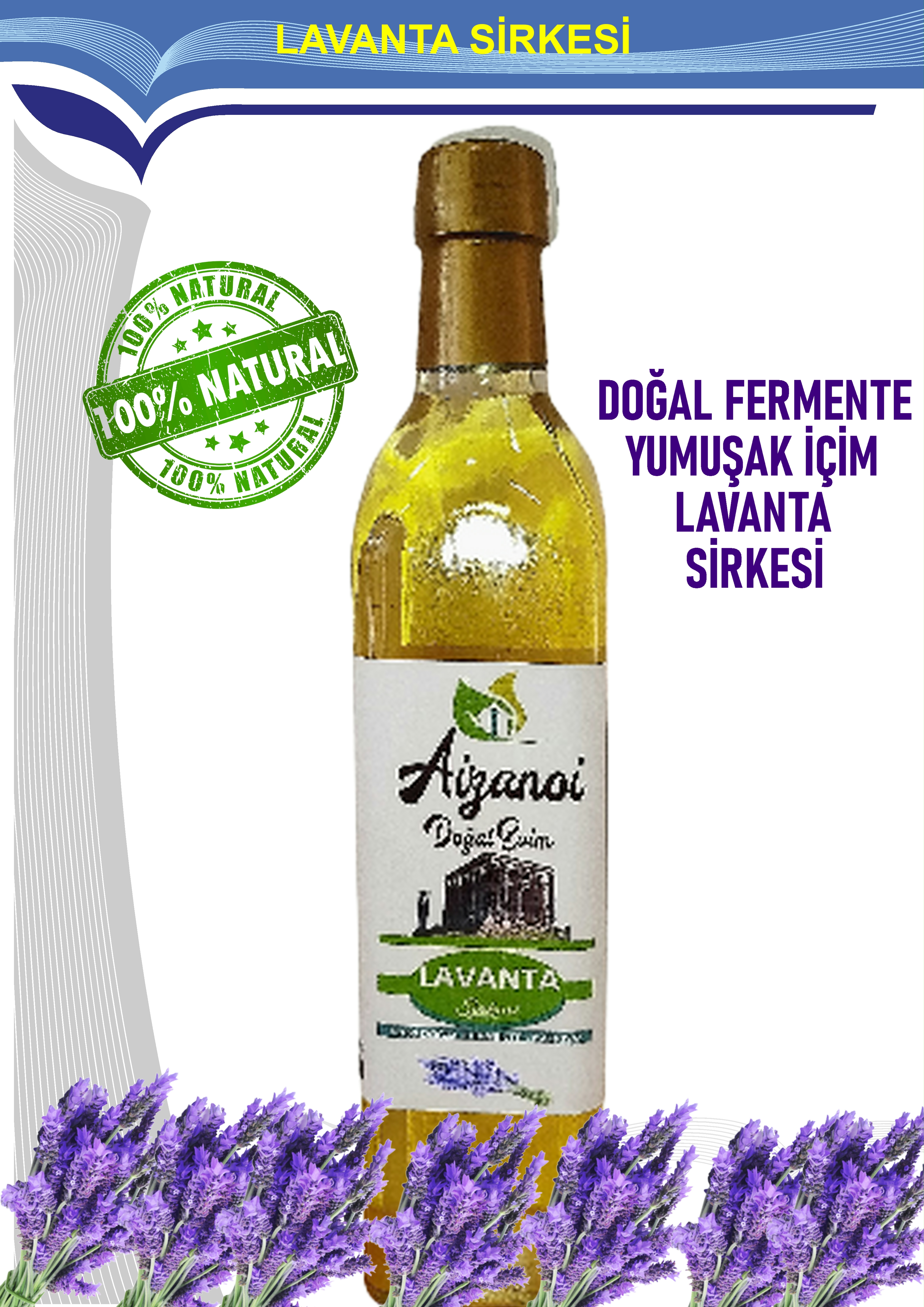 Lavanta Sirkesi 500 ml | Yumuşak İçimli Doğal Fermente Lavanta Sirkesi | Katkısız Ham & Filtre Edilmemiş | Cam Şişe