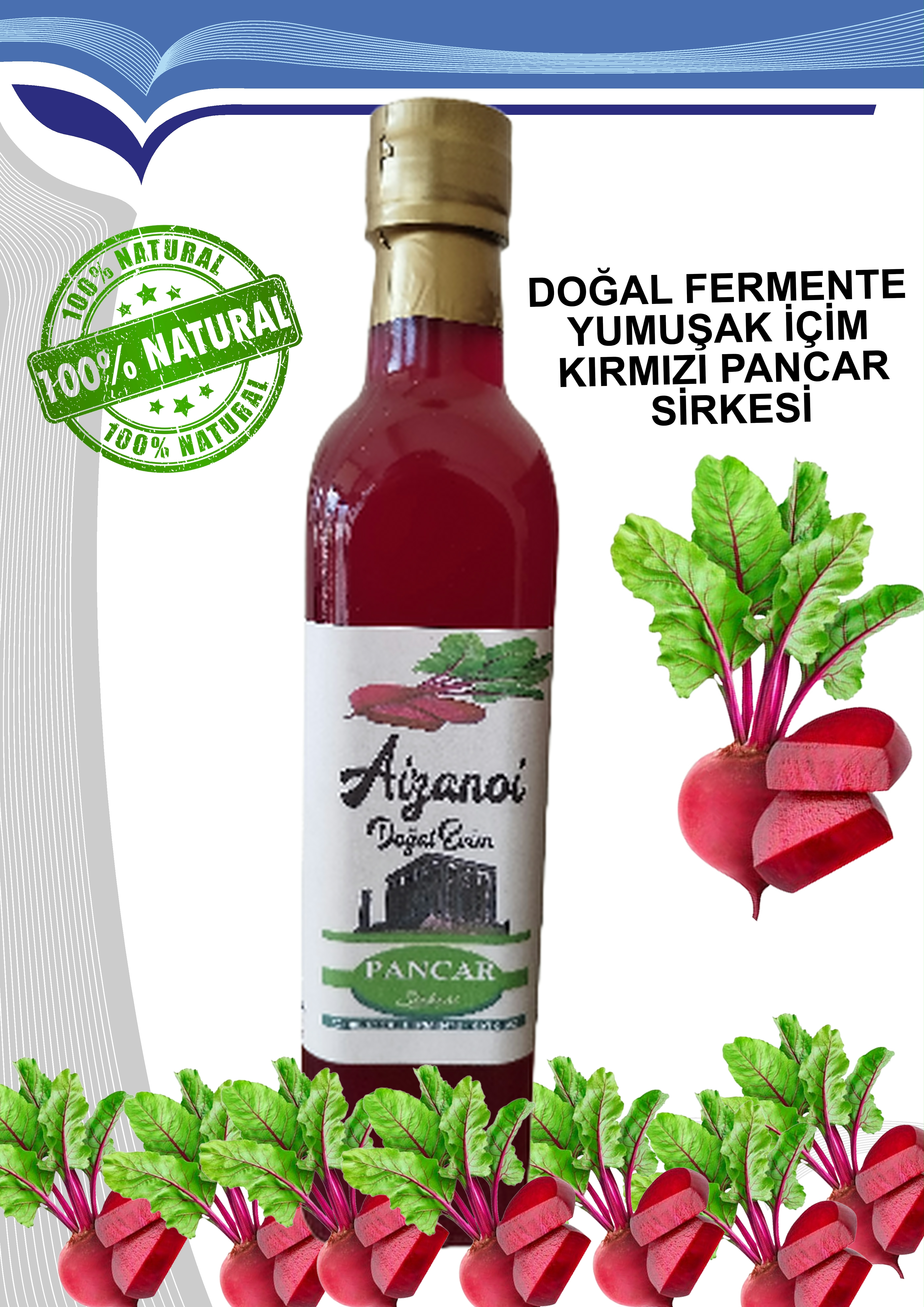 Kırmızı Pancar Sirkesi 500 ml | Doğal Fermente İçimlik Pancar Sirkesi | Katkısız Ham & Filtre Edilmemiş | Cam Şişe